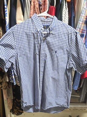 Polo by Ralph Lauren Blue and White Plaid Short-Sleeve Button-Down Shirt